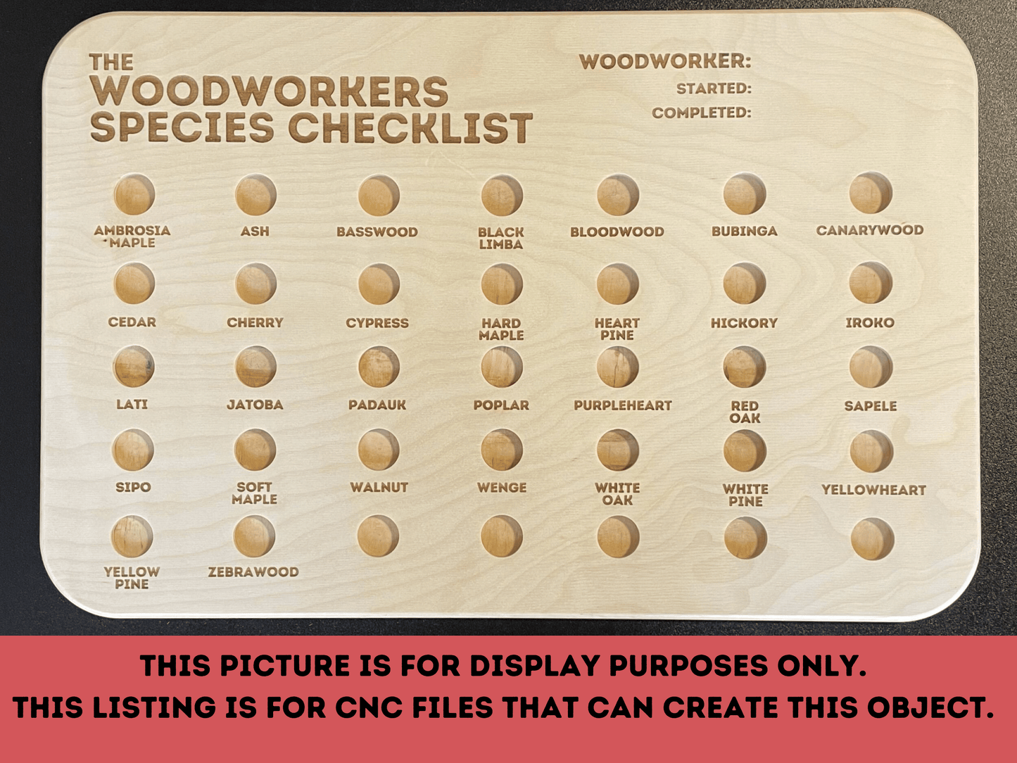Wood Species Checklist File Pack